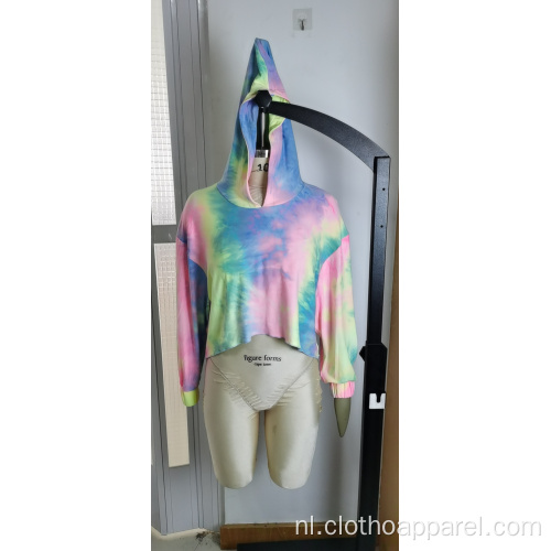 Groothandel Lady Color Tie Dyed Short Hoodie